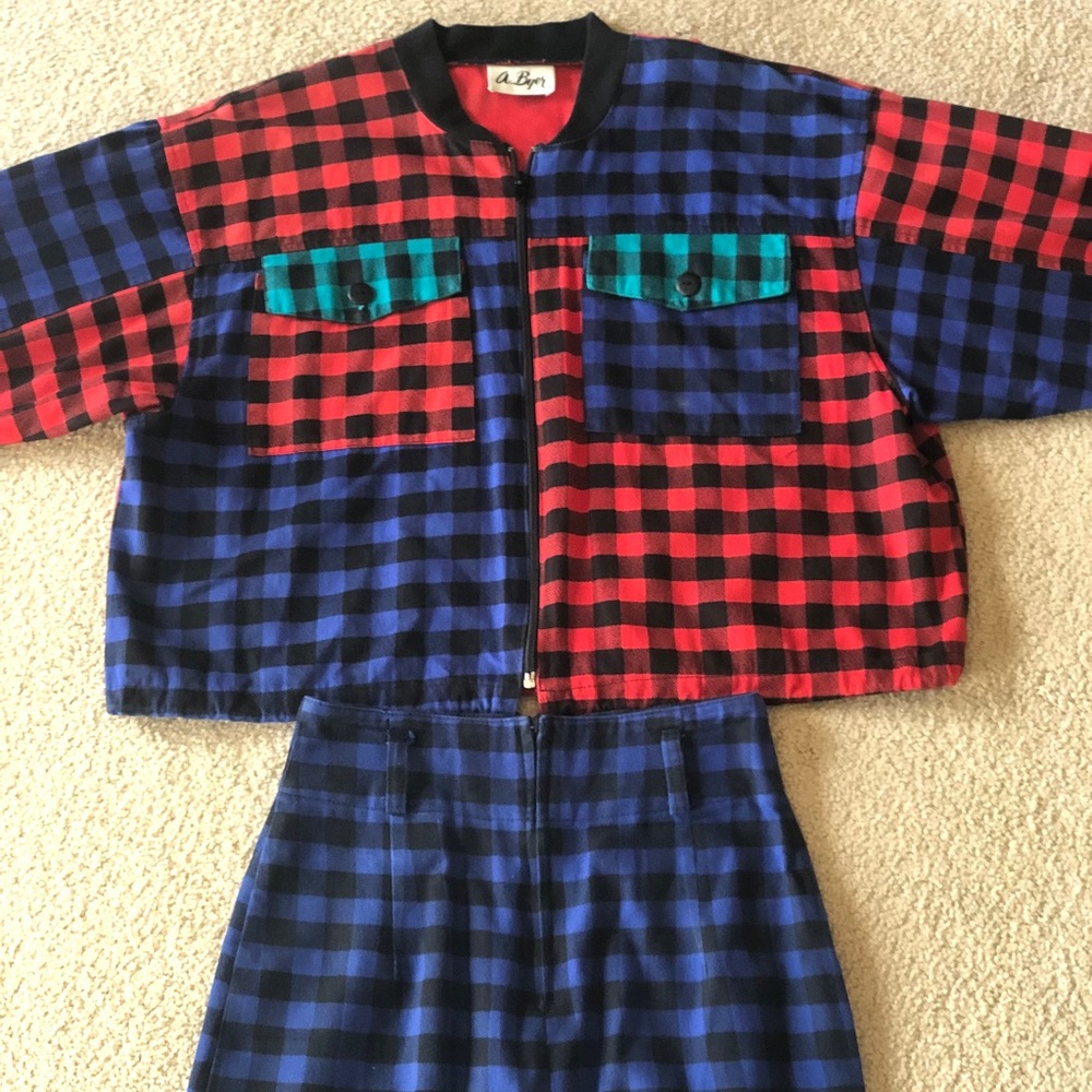 Woman’s Plaid Skirt and Jacket Suit